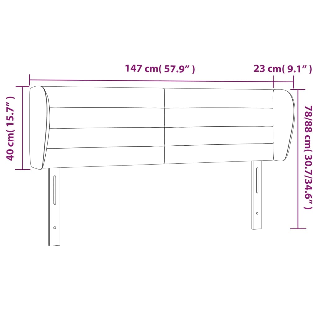 vidaXL Κεφαλάρι με Πτερύγια Σκούρο Καφέ 147 x 23 x 78/88εκ. Υφασμάτινο