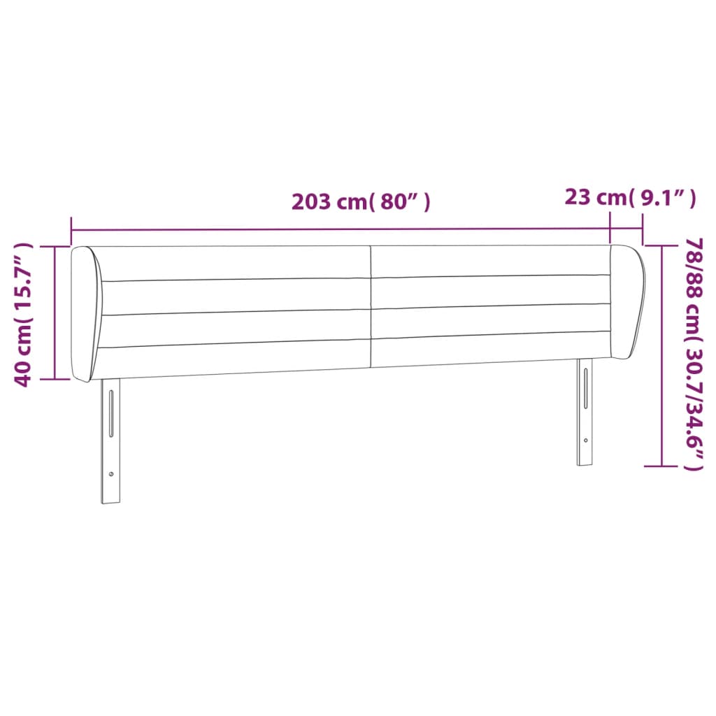 vidaXL Κεφαλάρι με Πτερύγια Σκούρο Καφέ 203 x 23 x 78/88εκ. Υφασμάτινο