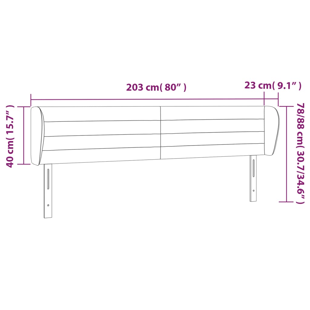 vidaXL Κεφαλάρι με Πτερύγια Μπλε 203 x 23 x 78/88 εκ. Υφασμάτινο
