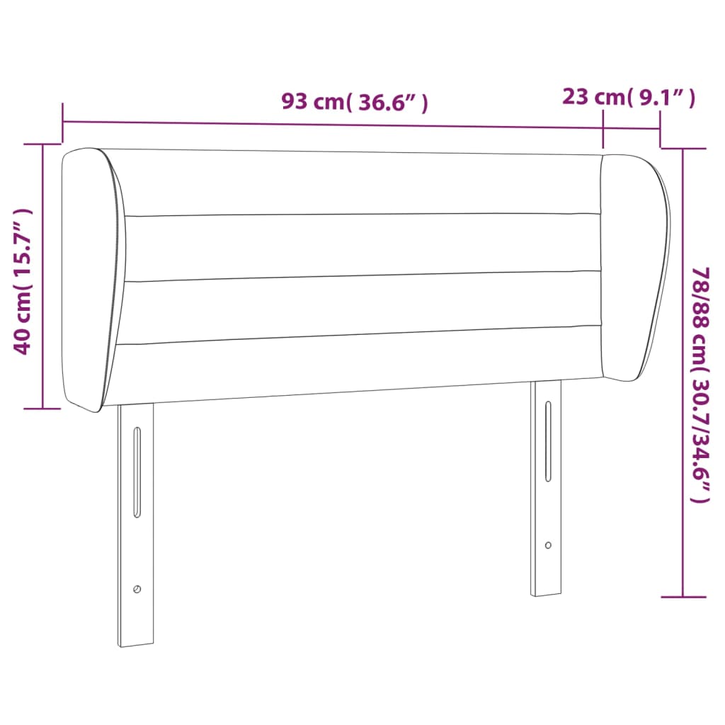 vidaXL Κεφαλάρι με Πτερύγια Ροζ 93x23x78/88 εκ. Βελούδινο