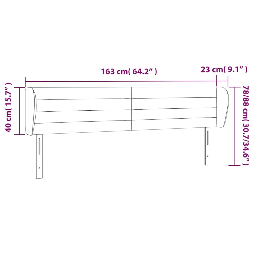 vidaXL Κεφαλάρι με Πτερύγια Σκούρο Πράσινο 163x23x78/88 εκ. Βελούδινο