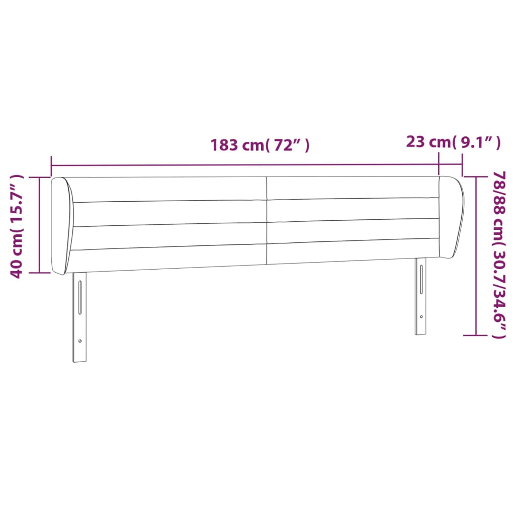 vidaXL Κεφαλάρι με Πτερύγια Σκούρο Μπλε 183x23x78/88 εκ. Βελούδινο