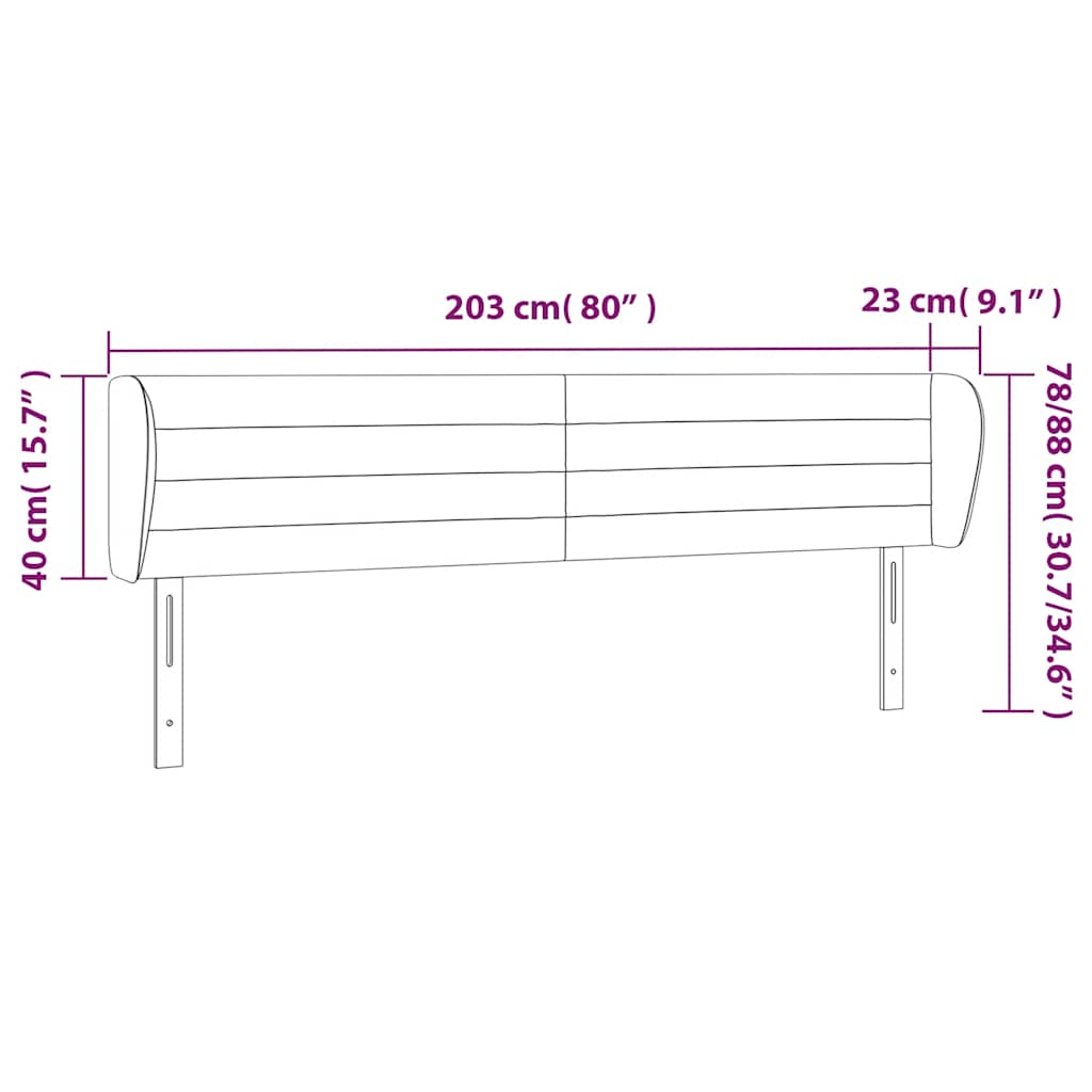 vidaXL Κεφαλάρι με Πτερύγια Σκούρο Πράσινο 203x23x78/88 εκ. Βελούδινο