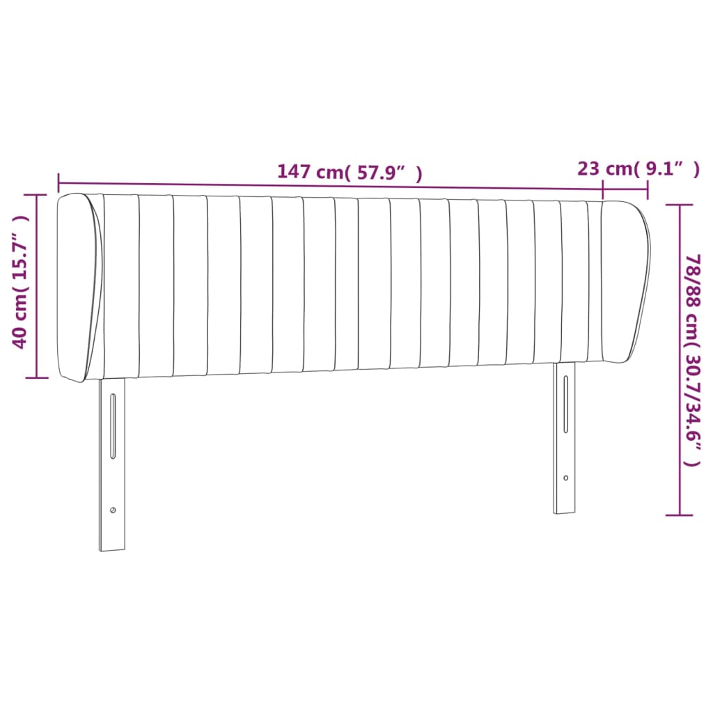 vidaXL Κεφαλάρι με Πτερύγια Μπλε 147 x 23 x 78/88 εκ. Υφασμάτινο