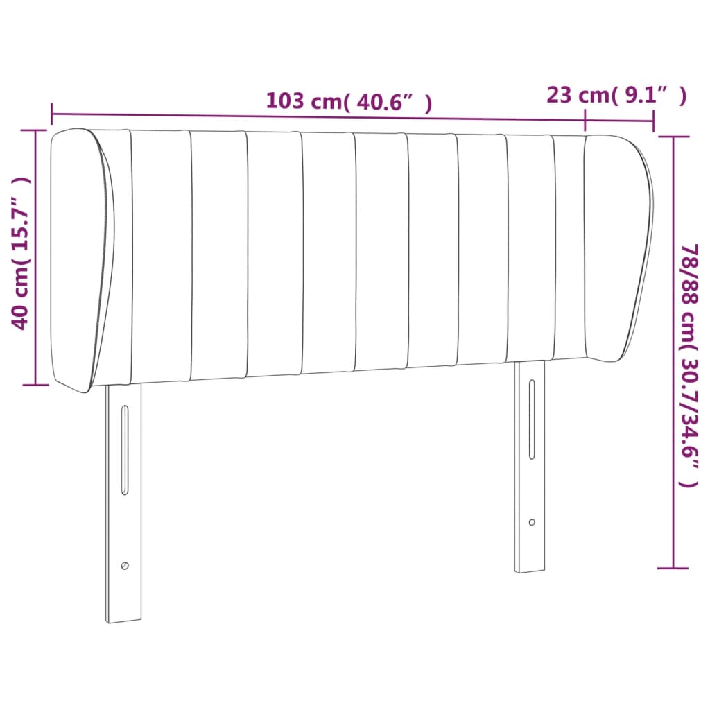 vidaXL Κεφαλάρι με Πτερύγια Σκούρο Μπλε 103x23x78/88 εκ. Βελούδινο