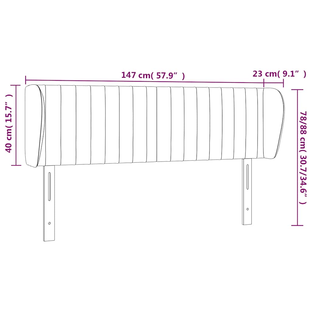 vidaXL Κεφαλάρι με Πτερύγια Σκούρο Μπλε 147x23x78/88 εκ. Βελούδινο