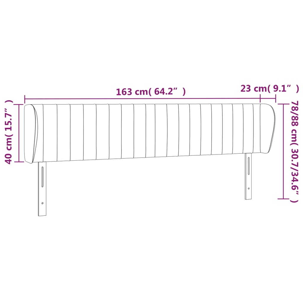 vidaXL Κεφαλάρι με Πτερύγια Ροζ 163x23x78/88 εκ. Βελούδινο