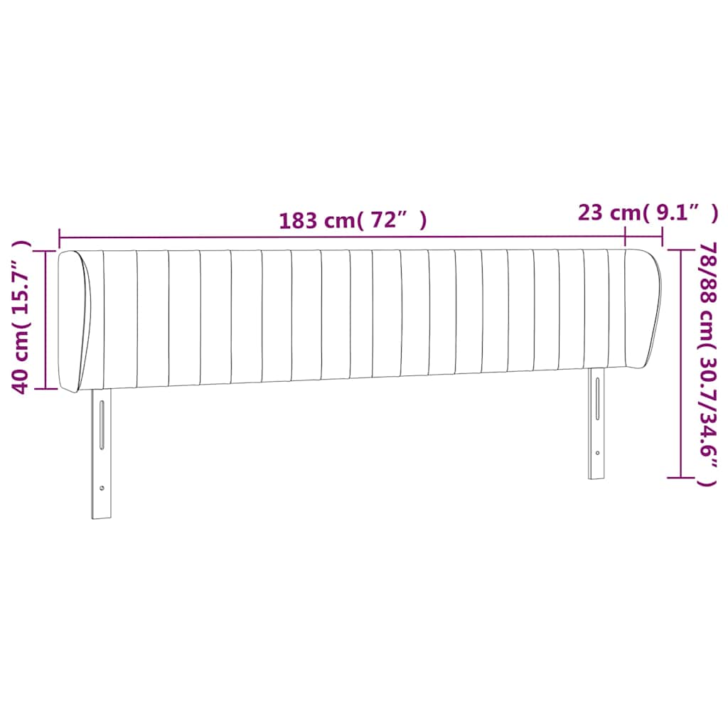 vidaXL Κεφαλάρι με Πτερύγια Σκούρο Πράσινο 183x23x78/88 εκ. Βελούδινο