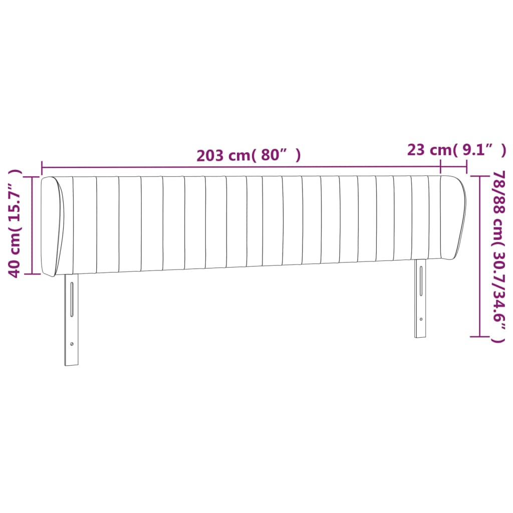 vidaXL Κεφαλάρι με Πτερύγια Ροζ 203x23x78/88 εκ. Βελούδινο