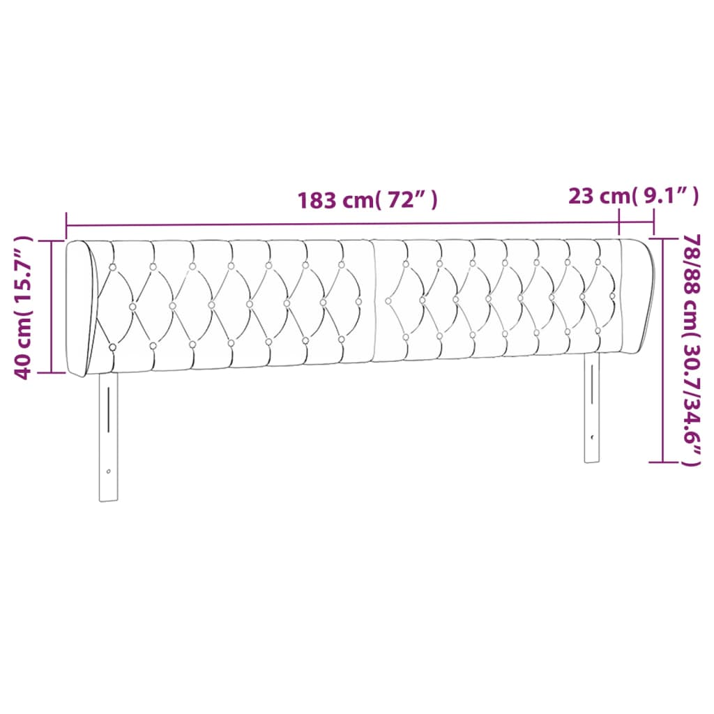 vidaXL Κεφαλάρι με Πτερύγια Κρεμ 183x23x78/88 εκ. Υφασμάτινο