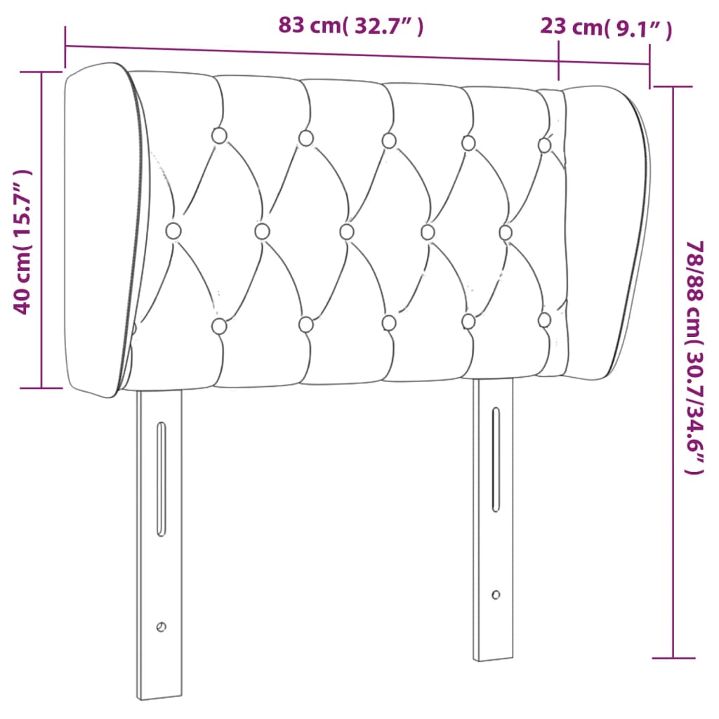 vidaXL Κεφαλάρι με Πτερύγια Σκούρο Γκρι 83x23x78/88 εκ. Βελούδινο