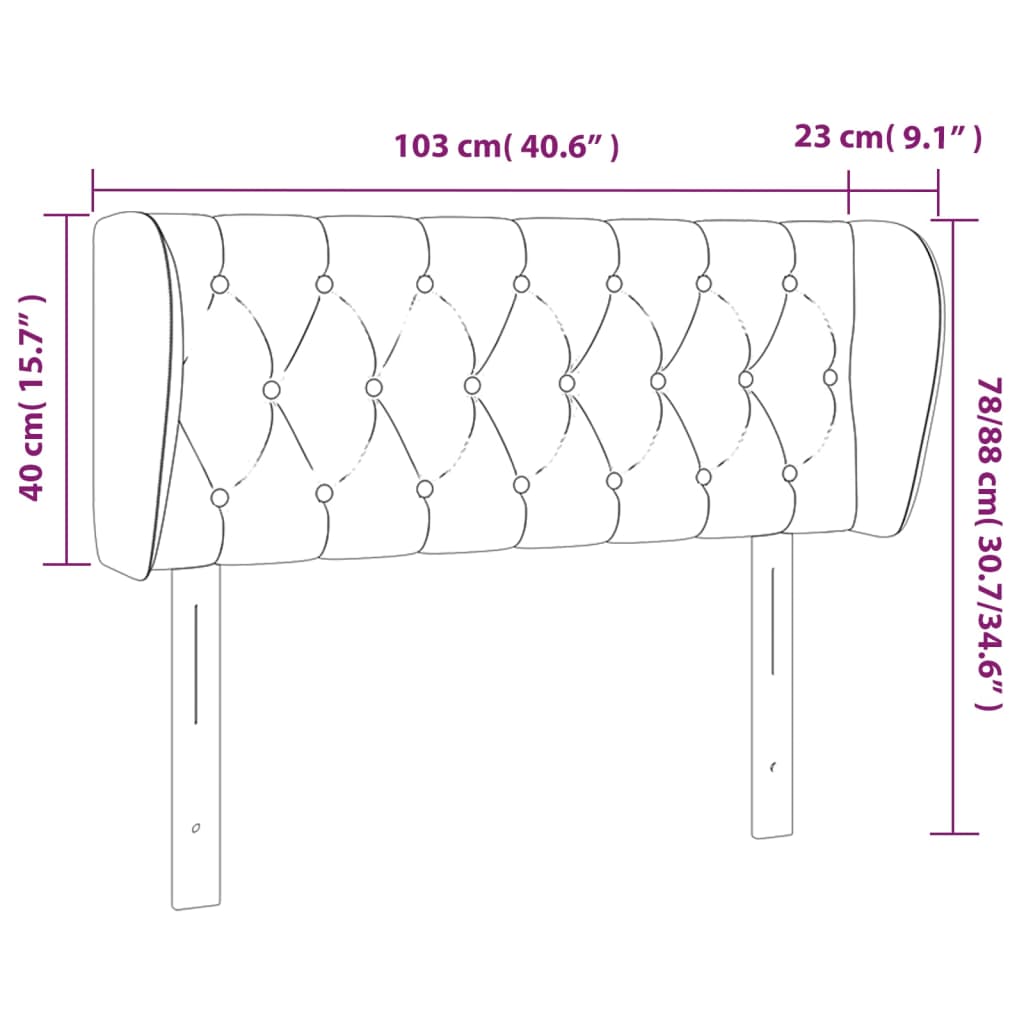 vidaXL Κεφαλάρι με Πτερύγια Σκούρο Μπλε 103x23x78/88 εκ. Βελούδινο