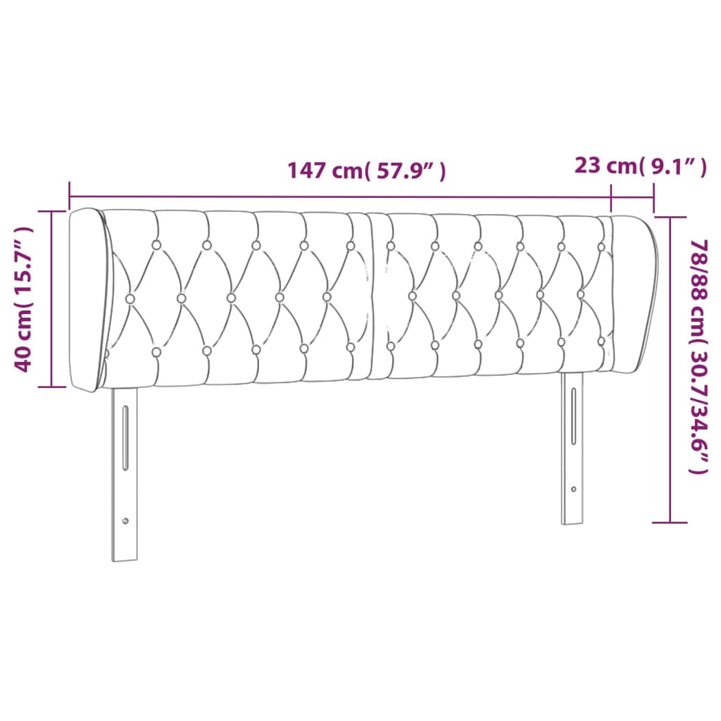 vidaXL Κεφαλάρι με Πτερύγια Ροζ 147x23x78/88 εκ. Βελούδινο