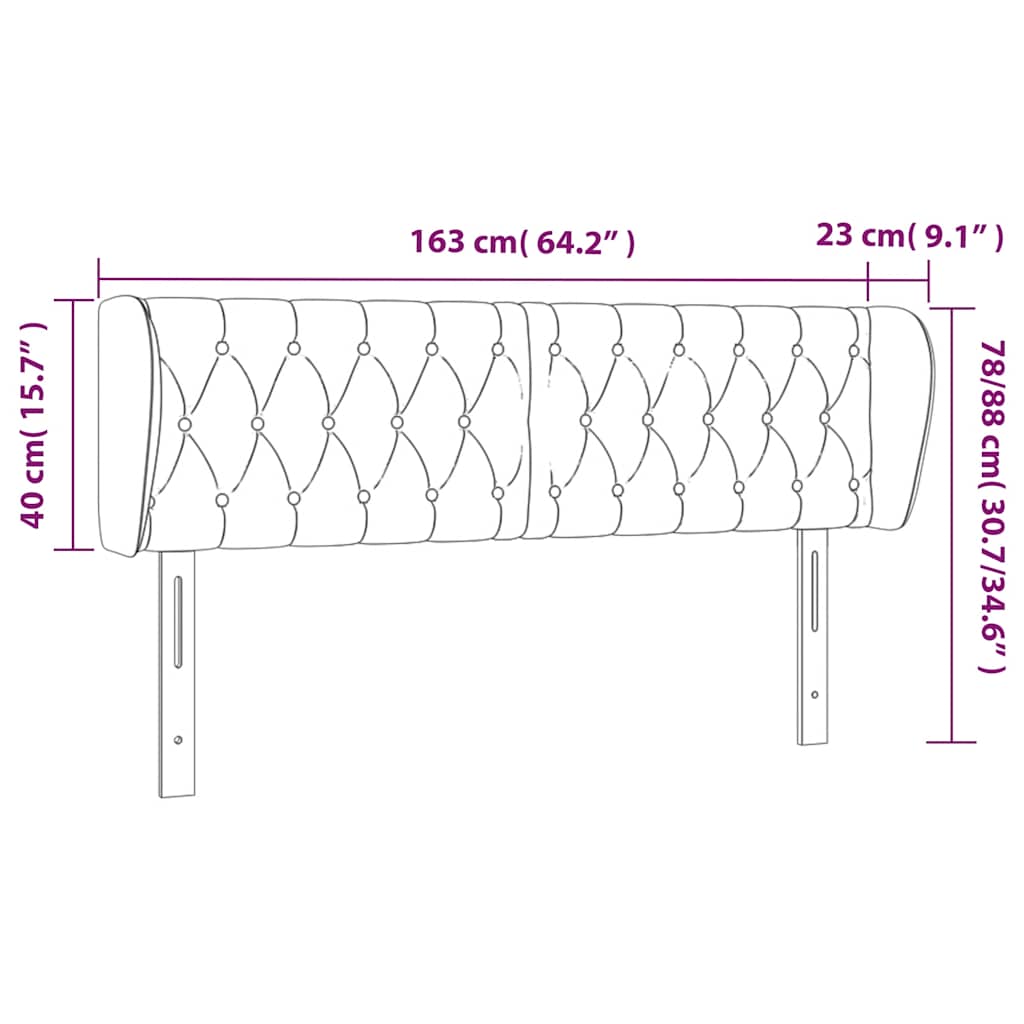vidaXL Κεφαλάρι με Πτερύγια Σκούρο Μπλε 163x23x78/88 εκ. Βελούδινο