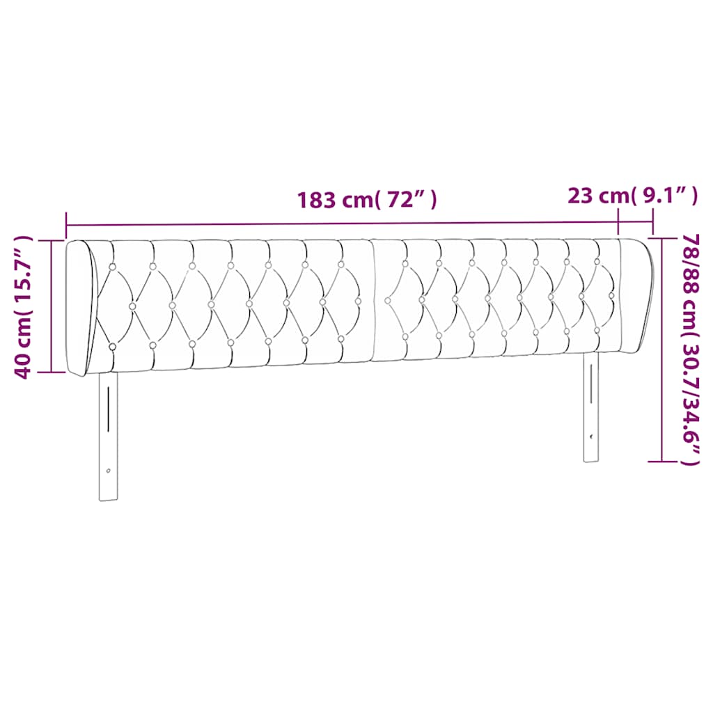 vidaXL Κεφαλάρι με Πτερύγια Σκούρο Πράσινο 183x23x78/88 εκ. Βελούδινο