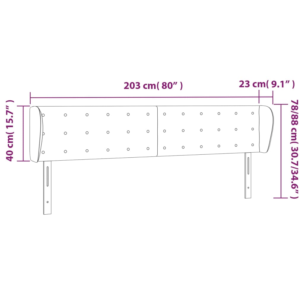 vidaXL Κεφαλάρι με Πτερύγια Σκούρο Καφέ 203 x 23 x 78/88εκ. Υφασμάτινο