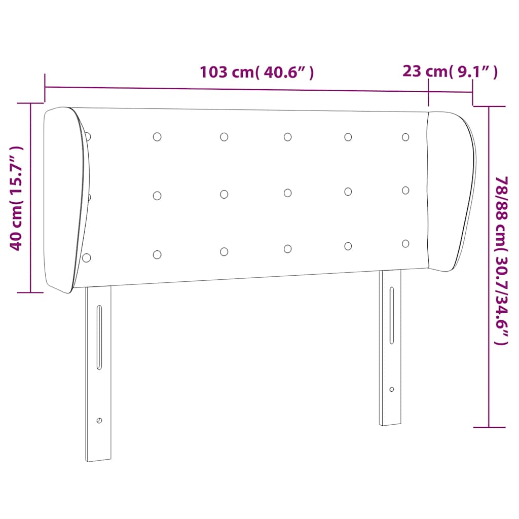 vidaXL Κεφαλάρι με Πτερύγια Σκούρο Πράσινο 103x23x78/88 εκ. Βελούδινο