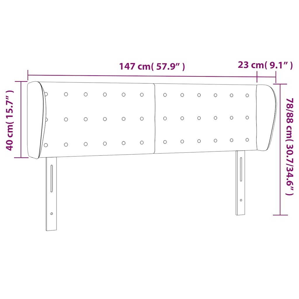 vidaXL Κεφαλάρι με Πτερύγια Σκούρο Μπλε 147x23x78/88 εκ. Βελούδινο