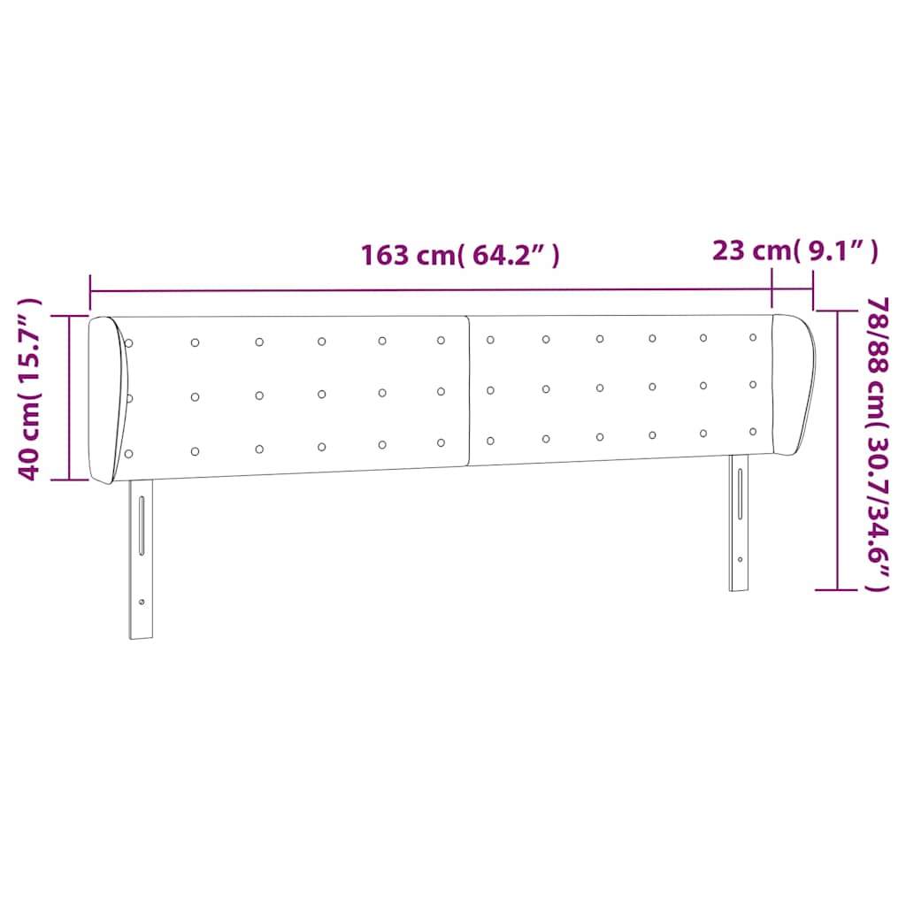 vidaXL Κεφαλάρι με Πτερύγια Σκούρο Μπλε 163x23x78/88 εκ. Βελούδινο