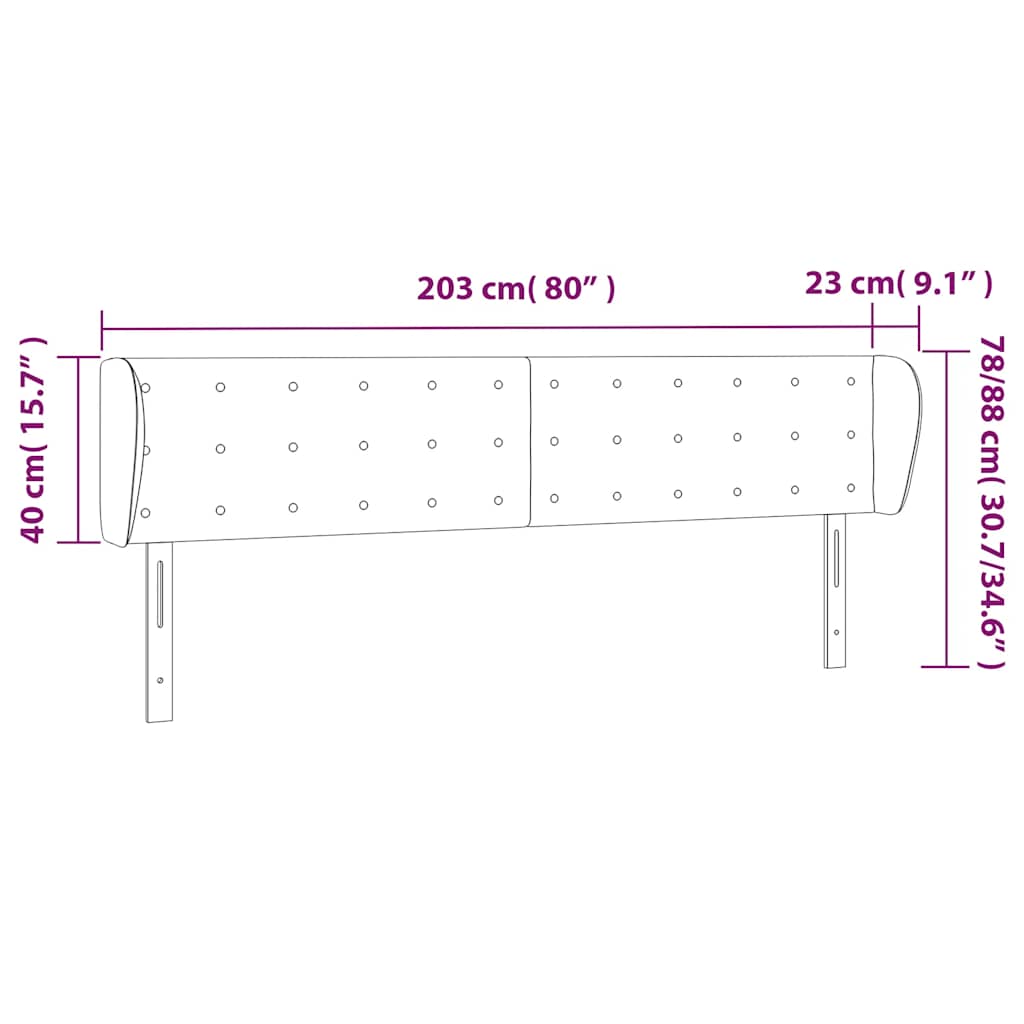 vidaXL Κεφαλάρι με Πτερύγια Σκούρο Πράσινο 203x23x78/88 εκ. Βελούδινο