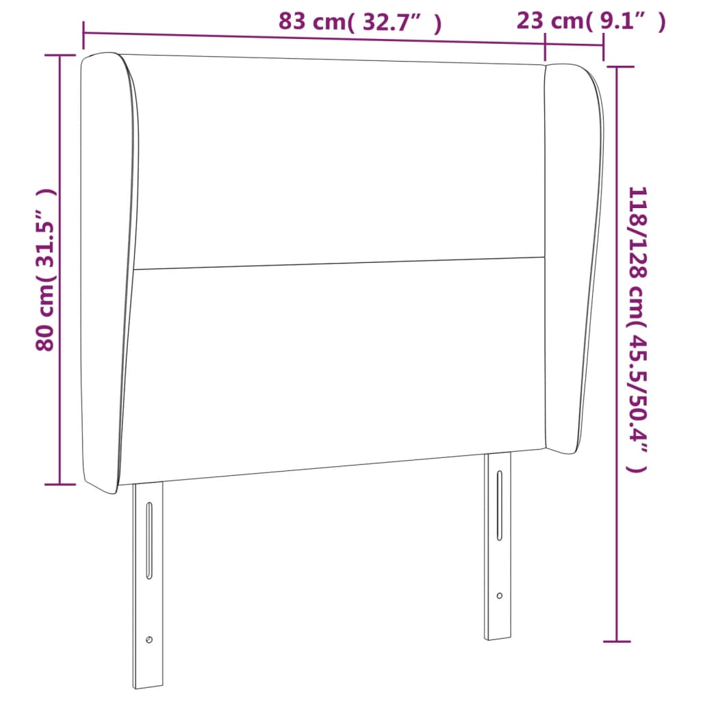 vidaXL Κεφαλάρι με Πτερύγια Σκούρο Καφέ 83x23x118/128 εκ. Υφασμάτινο