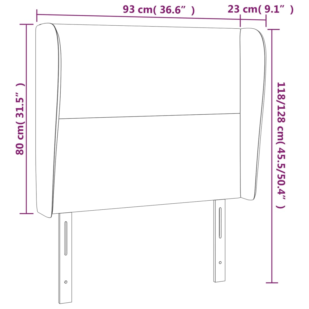 vidaXL Κεφαλάρι με Πτερύγια Σκούρο Καφέ 93 x 23 x 118/128εκ.Υφασμάτινο