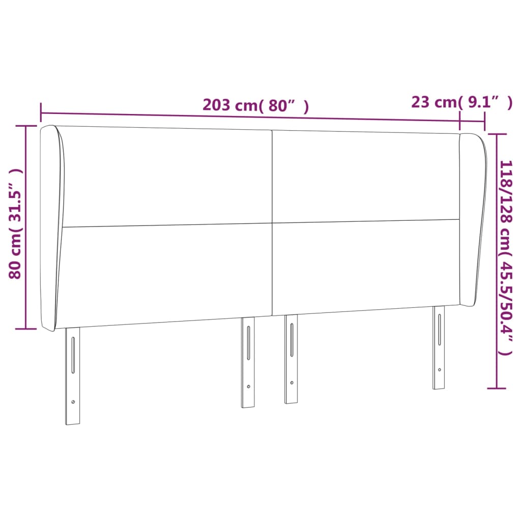 vidaXL Κεφαλάρι με Πτερύγια Λευκό 203x23x118/128 εκ. Συνθ. Δέρμα