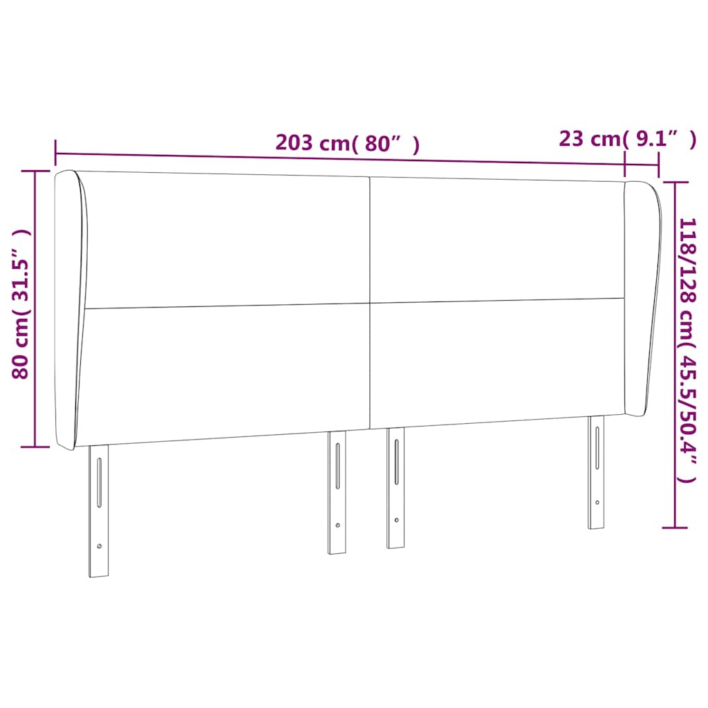 vidaXL Κεφαλάρι με Πτερύγια Καπουτσίνο 203x23x118/128 εκ. Συνθ. Δέρμα