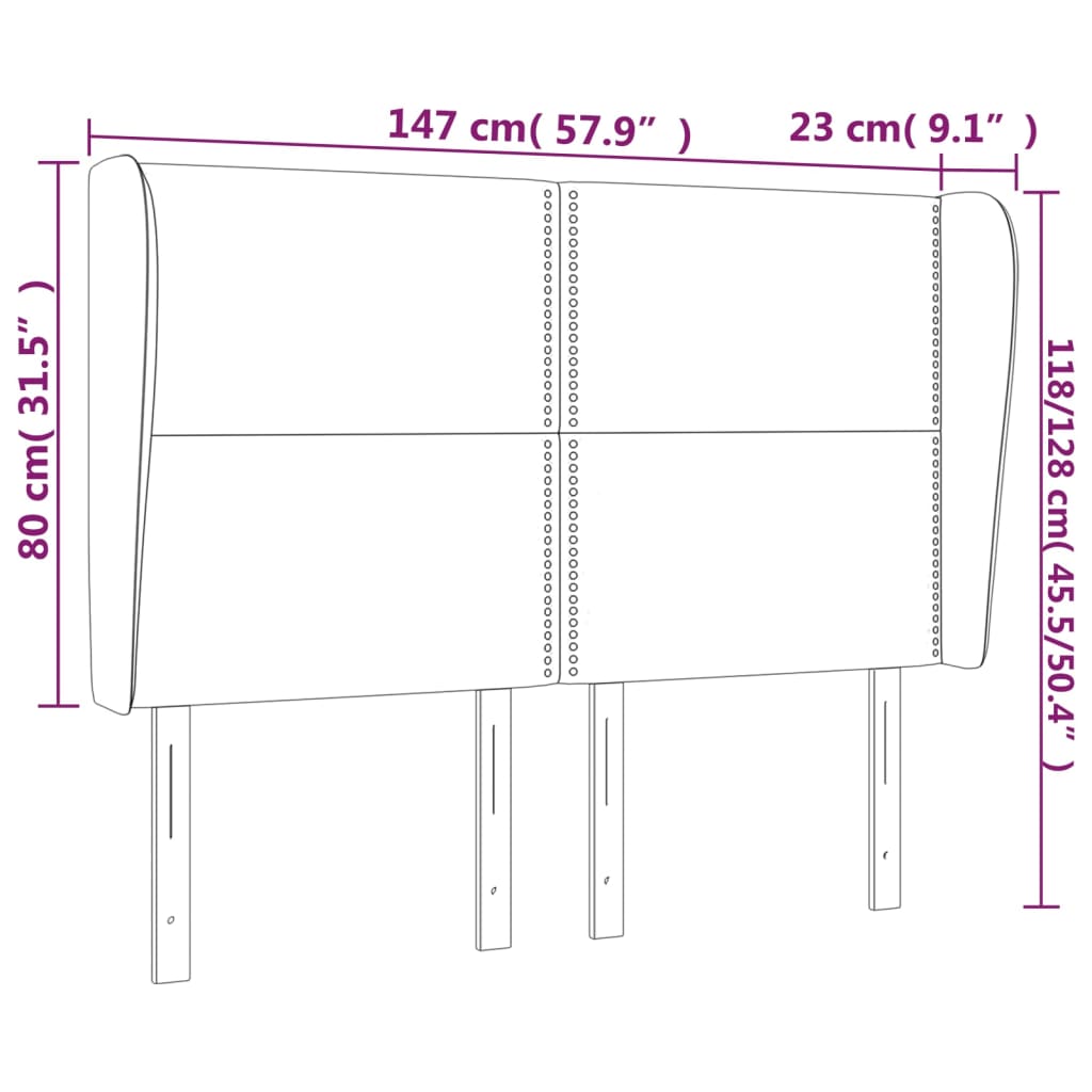 vidaXL Κεφαλάρι με Πτερύγια Μπλε 147x23x118/128 εκ. Υφασμάτινο