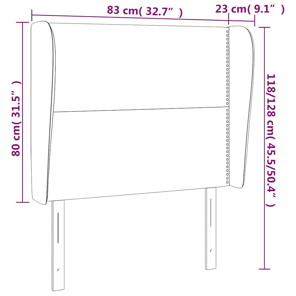 vidaXL Κεφαλάρι με Πτερύγια Σκούρο Μπλε 83x23x118/128 εκ. Βελούδινο