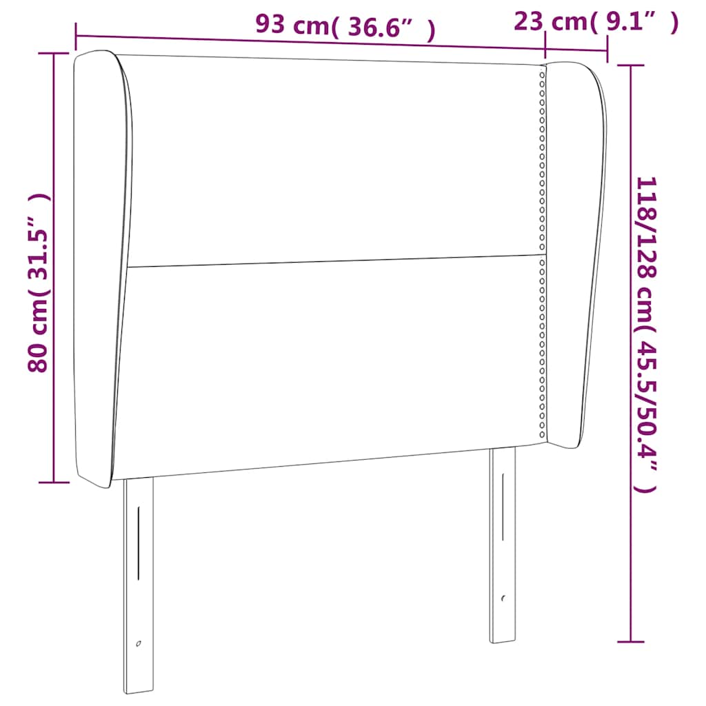 vidaXL Κεφαλάρι με Πτερύγια Σκούρο Μπλε 93 x 23 x 118/128εκ.Βελούδινο