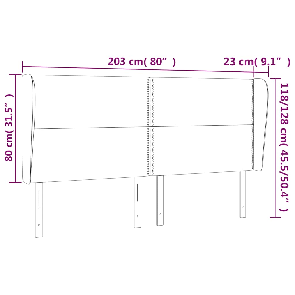 vidaXL Κεφαλάρι με ΠτερύγιαΣκούρο Μπλε 203x23x118/128 εκ. Βελούδινο