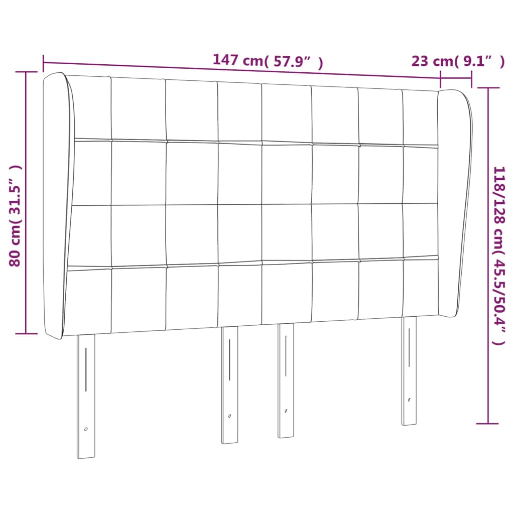 vidaXL Κεφαλάρι με Πτερύγια Κρεμ 147x23x118/128 εκ. Υφασμάτινο