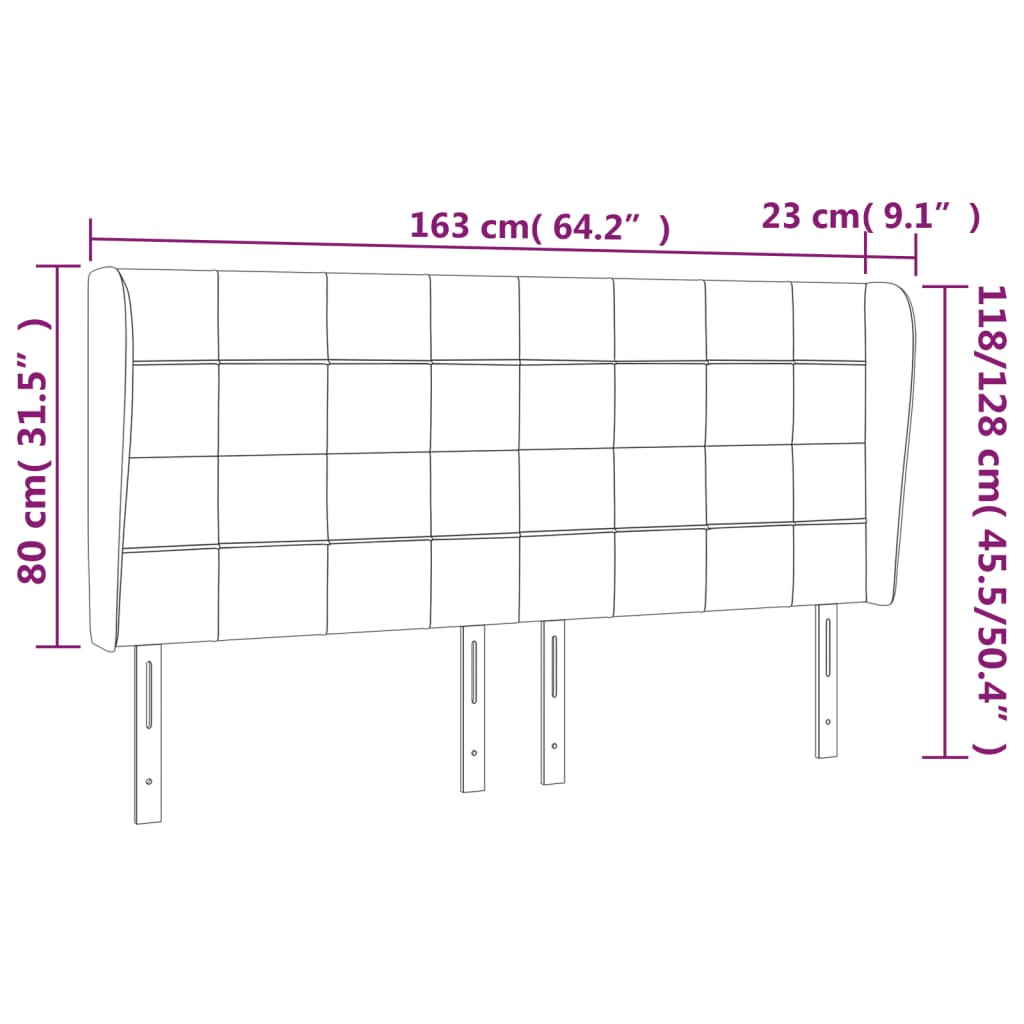 vidaXL Κεφαλάρι με Πτερύγια Μπλε 163x23x118/128 εκ. Υφασμάτινο