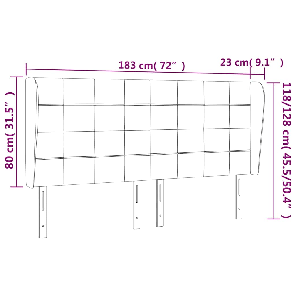 vidaXL Κεφαλάρι με Πτερύγια Σκούρο Καφέ 183x23x118/128 εκ. Υφασμάτινο