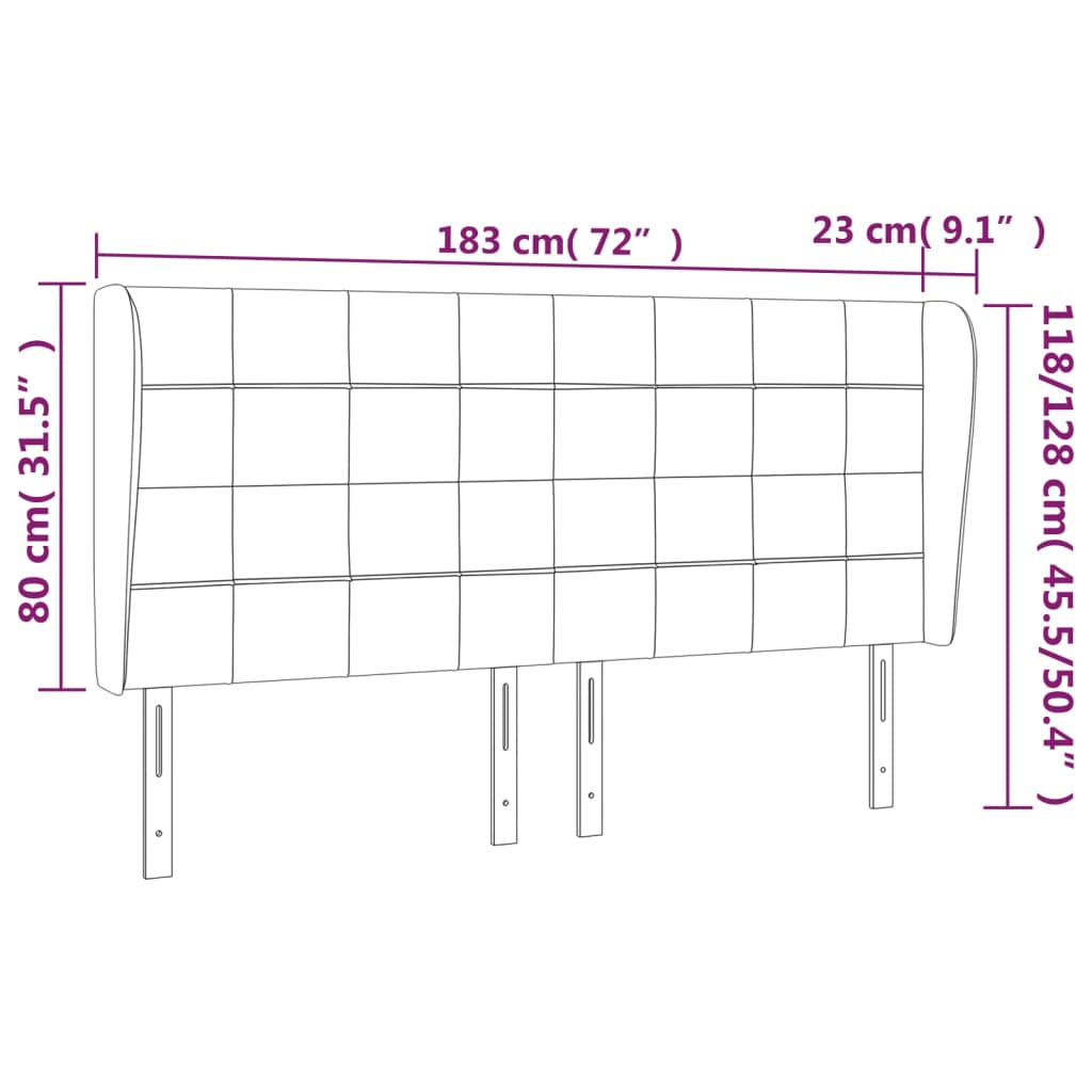 vidaXL Κεφαλάρι με Πτερύγια Taupe 183x23x118/128 εκ. Υφασμάτινο