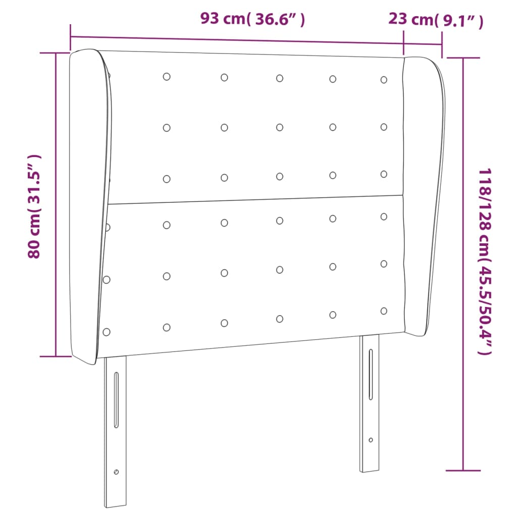 vidaXL Κεφαλάρι με Πτερύγια Κρεμ 93x23x118/128 εκ. Συνθετικό Δέρμα