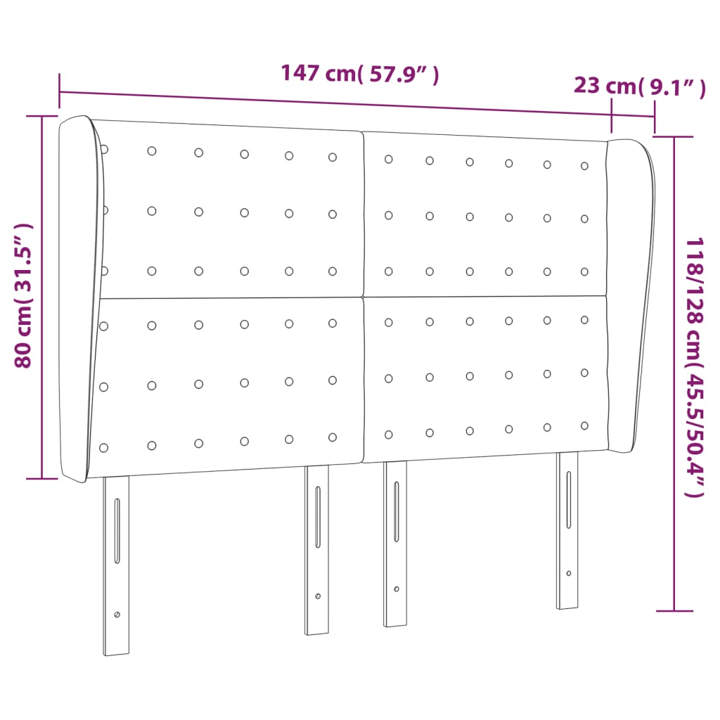 vidaXL Κεφαλάρι με Πτερύγια Καπουτσίνο 147x23x118/128 εκ. Συνθ. Δέρμα