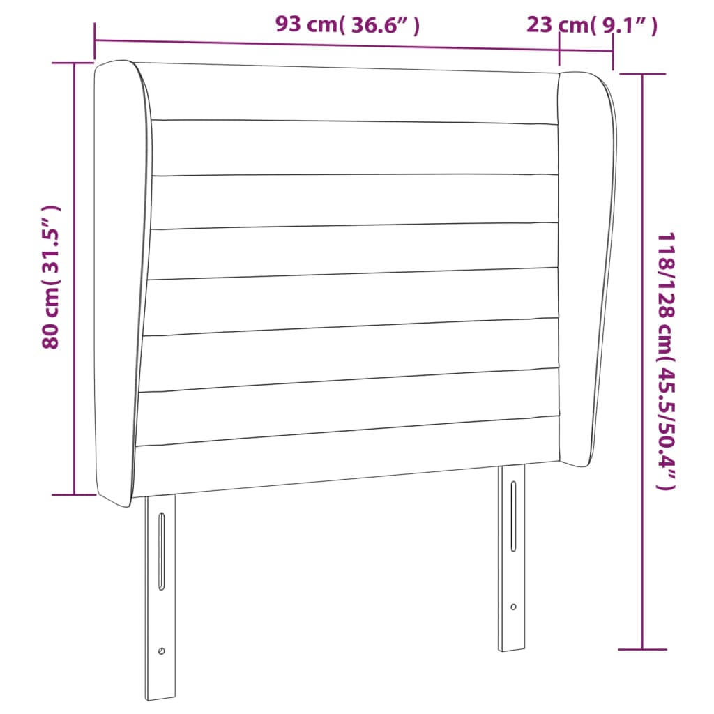 vidaXL Κεφαλάρι με Πτερύγια Μπλε 93 x 23 x 118/128 εκ. Υφασμάτινο