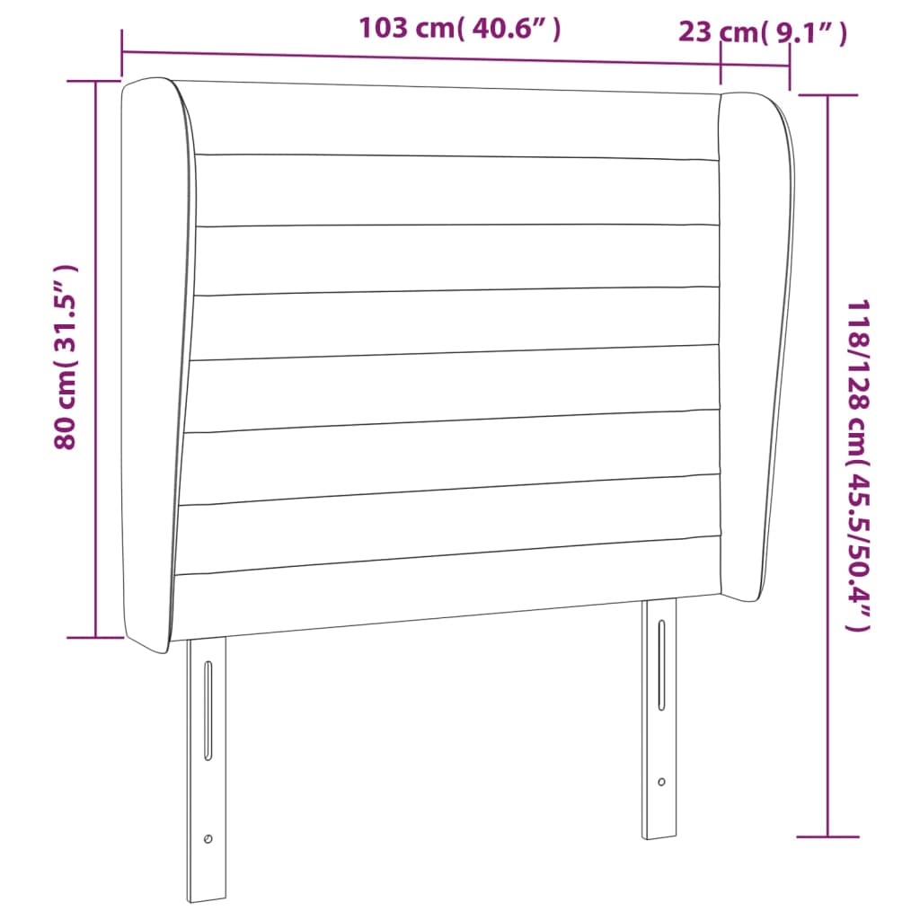 vidaXL Κεφαλάρι με Πτερύγια Μπλε 103x23x118/128 εκ. Υφασμάτινο