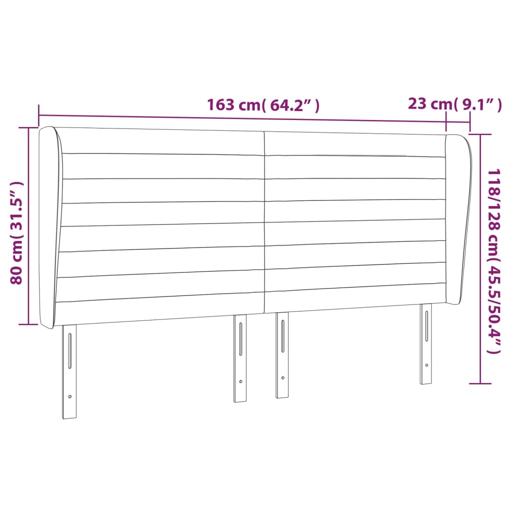 vidaXL Κεφαλάρι με Πτερύγια Μπλε 163x23x118/128 εκ. Υφασμάτινο