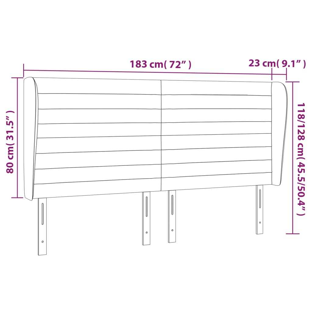 vidaXL Κεφαλάρι με Πτερύγια Ανοιχτό Γκρι 183x23x118/128 εκ. Υφασμάτινο