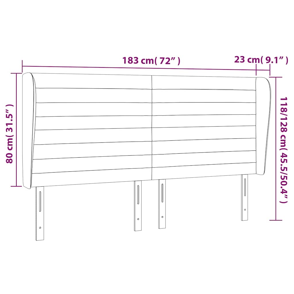 vidaXL Κεφαλάρι με Πτερύγια Κρεμ 183x23x118/128 εκ. Υφασμάτινο