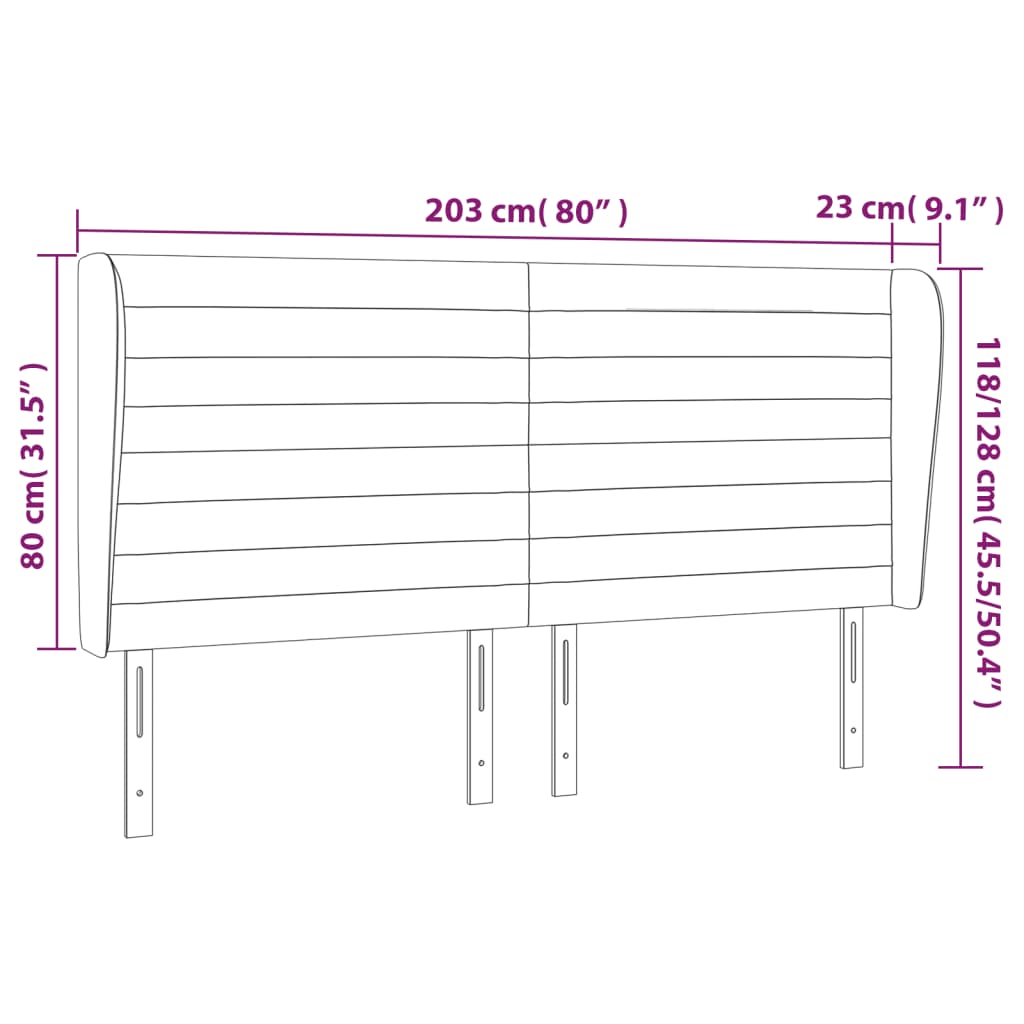 vidaXL Κεφαλάρι με Πτερύγια Κρεμ 203x23x118/128 εκ. Υφασμάτινο