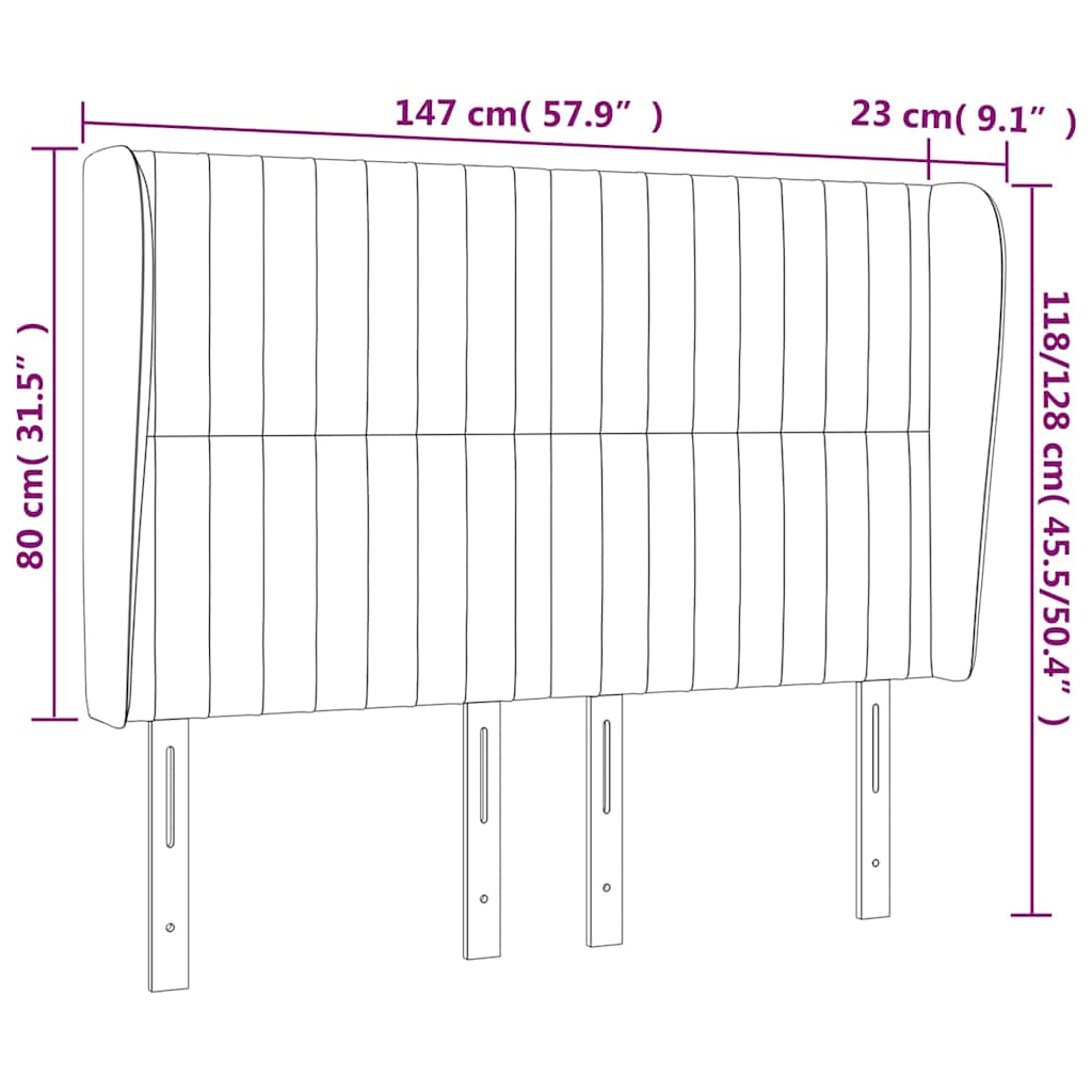 vidaXL Κεφαλάρι με Πτερύγια Σκούρο Καφέ 147x23x118/128 εκ.Υφασμάτινο