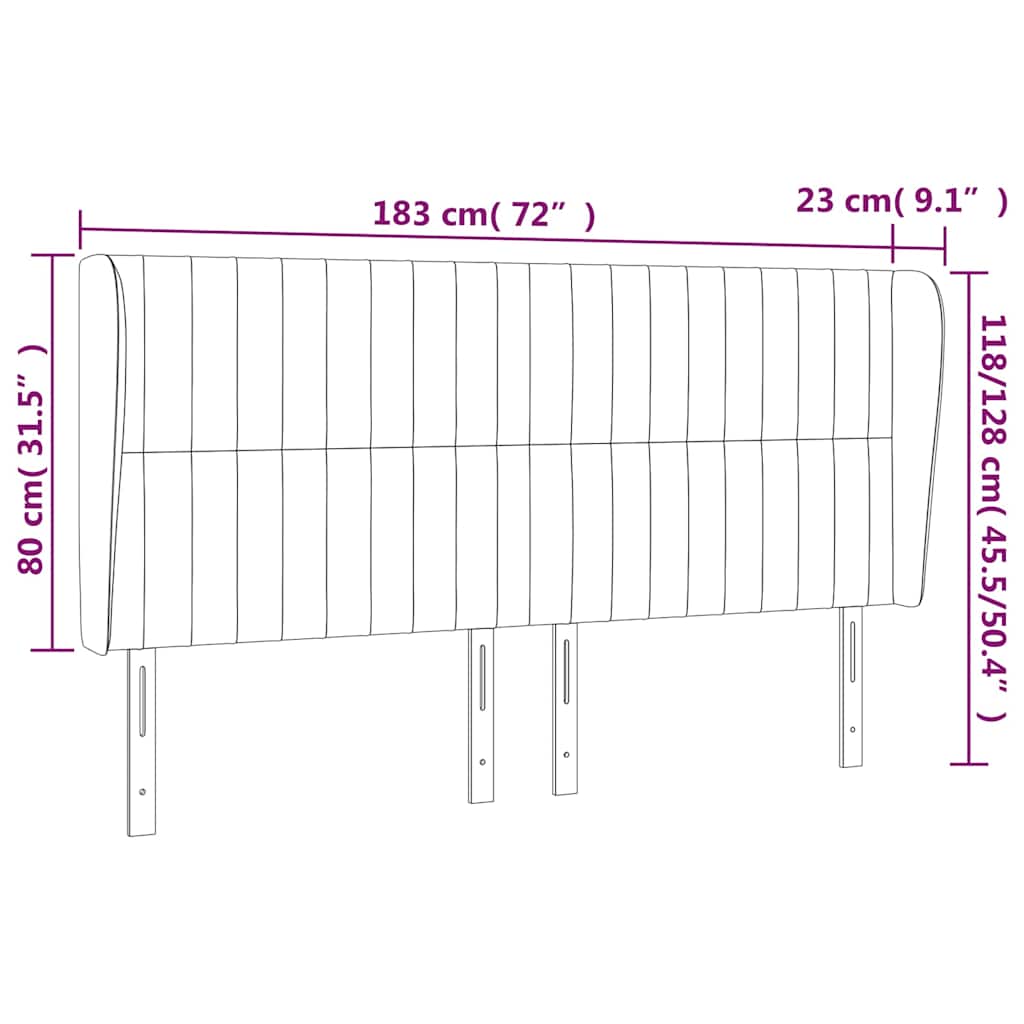 vidaXL Κεφαλάρι με Πτερύγια Σκούρο Καφέ 183x23x118/128 εκ. Υφασμάτινο