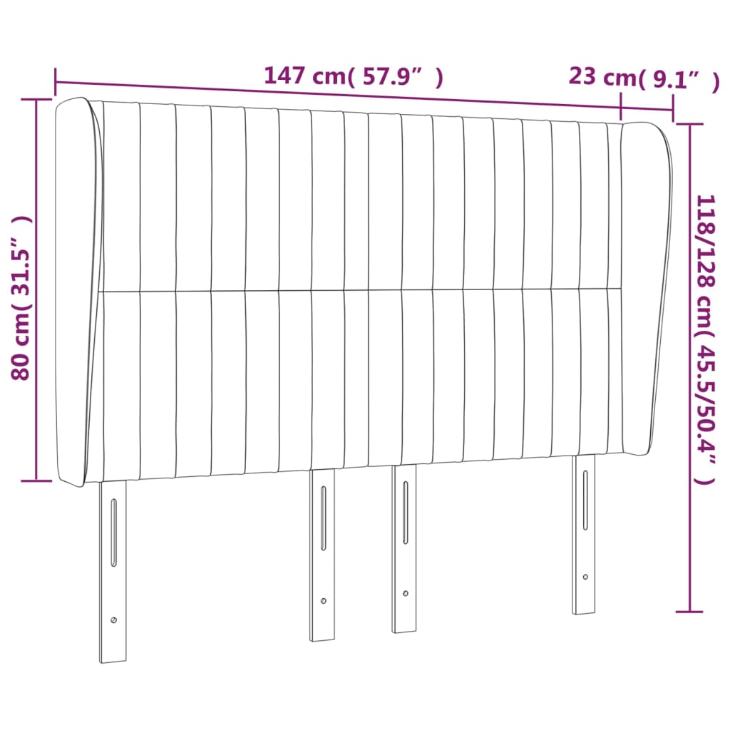 vidaXL Κεφαλάρι με Πτερύγια Ροζ 147x23x118/128 εκ. Βελούδινο