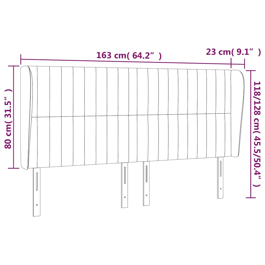 vidaXL Κεφαλάρι με Πτερύγια Ροζ 163x23x118/128 εκ. Βελούδινο