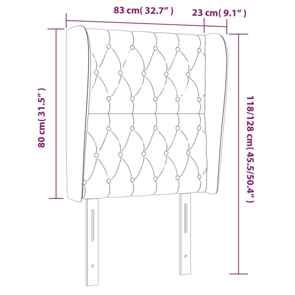 vidaXL Κεφαλάρι με Πτερύγια Σκούρο Γκρι 83x23x118/128 εκ. Υφασμάτινο