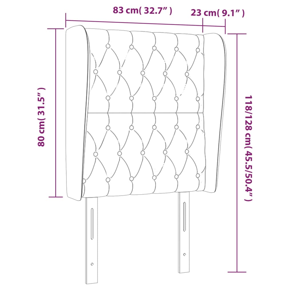 vidaXL Κεφαλάρι με Πτερύγια Κρεμ 83x23x118/128 εκ. Υφασμάτινο